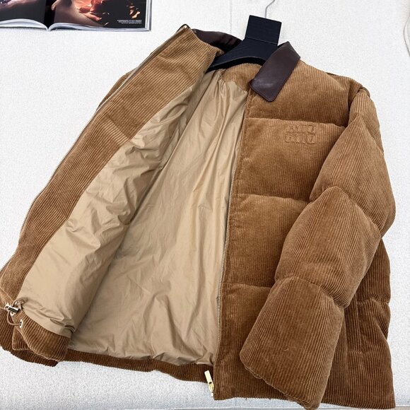 MIU MIU Fall/Winter Corduroy Leather - Collar Down Jacket, Trendy Design - Picture 7 of 8